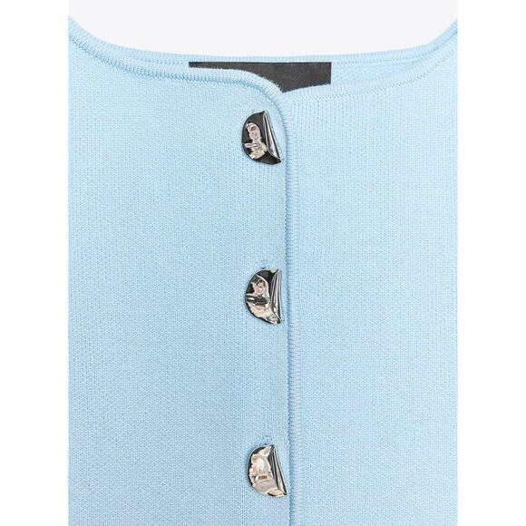 NWOT Zara Knit Corset Tank Top Light Blue Silver Button Front Size Small Pastel - Picture 10 of 15